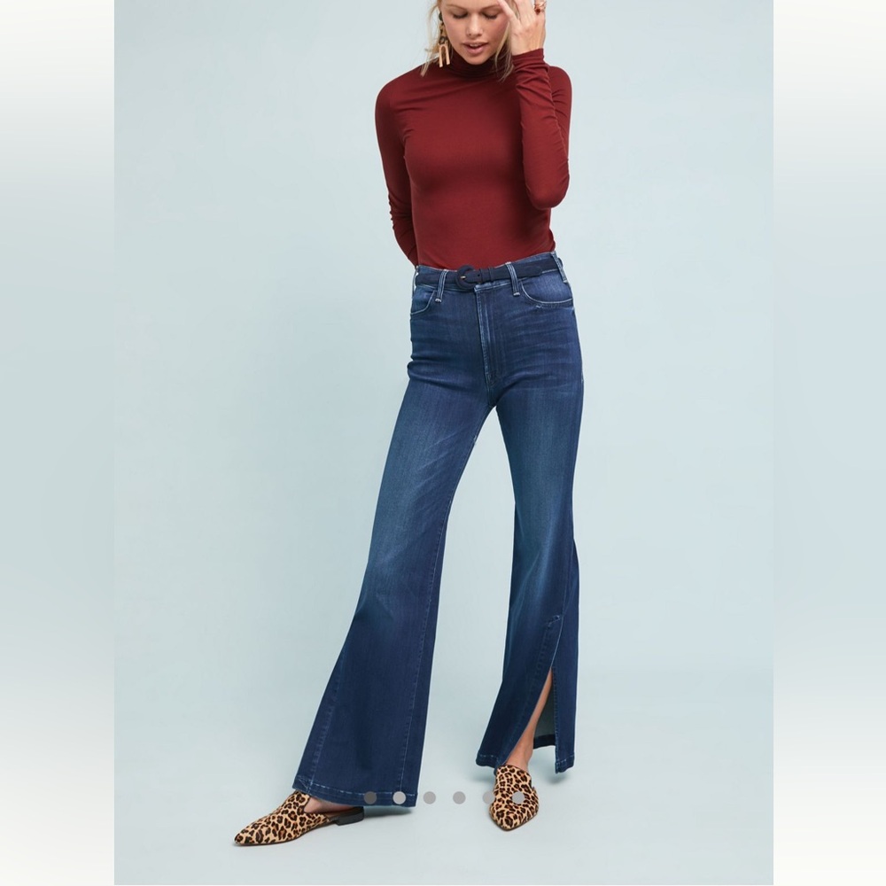 MOTHER Dark Blue Hustler Sidewinder Flare Jeans